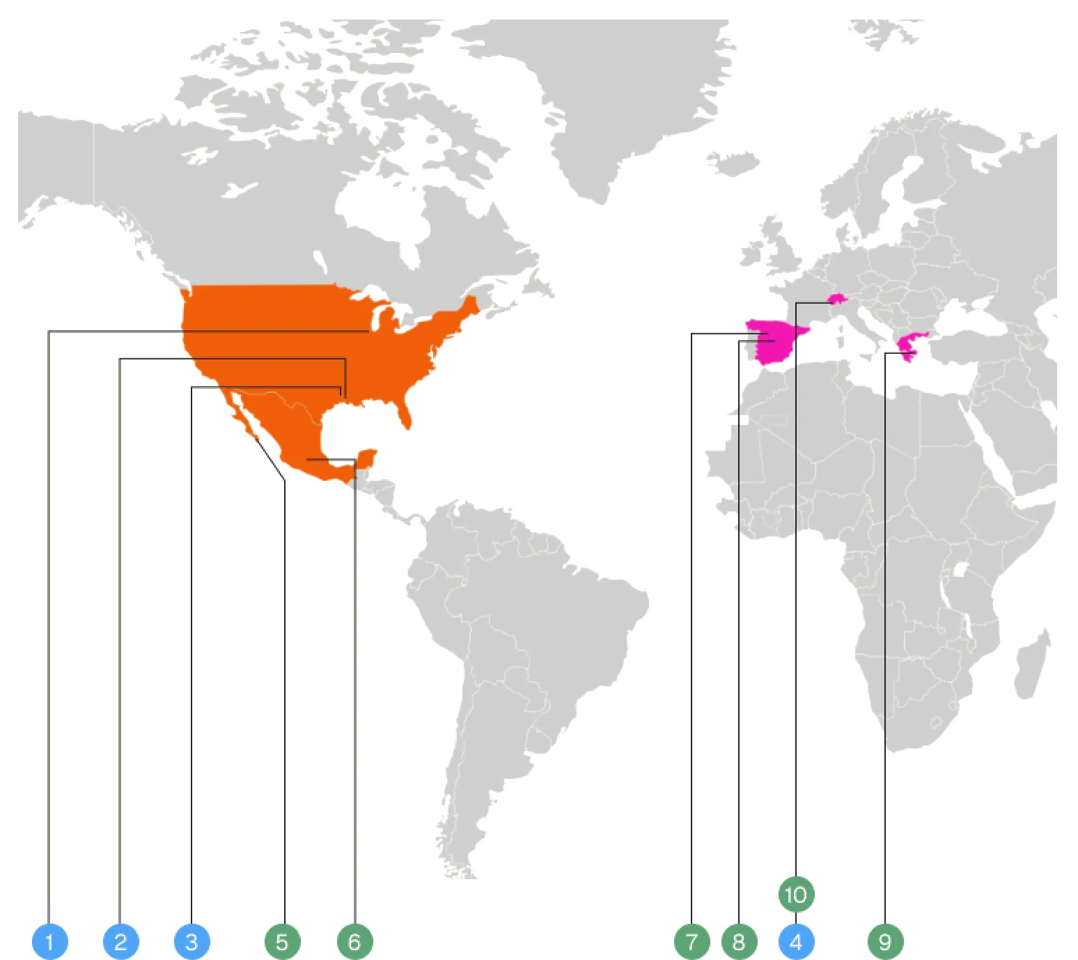 Mapa de ubicaciones actuales y futuras de Soulspring
